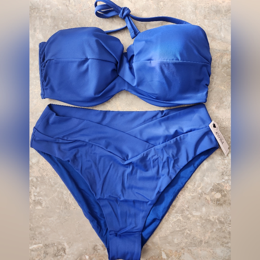 38d3/Xxl Vs Swim Bandeau High Waist Cheeky Bikini Set Tropical Island Getaway